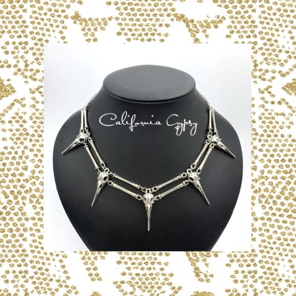 Gothic Raven Skull Silver Choker - Picture 5 of 7